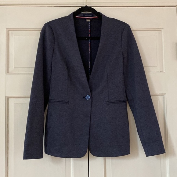 Tommy Hilfiger Slim Fit Blazer One Button Blazer Women's No Collar Pocket Size 6 - Picture 3 of 13